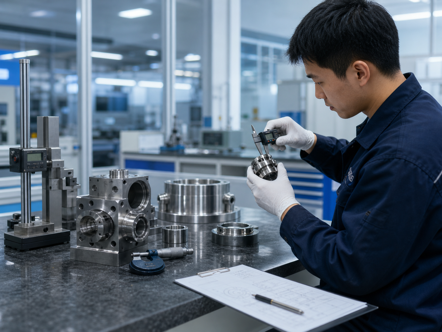 Dimensional inspection of a precision machined component